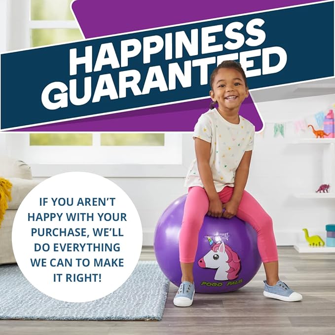 Flybar Hopper Ball for Kids, Inflatable Bouncy Ride-On Ball w/Handle for Indoor & Outdoor Active Play, Includes Pump, Jump Ball Toy for Boys & Girls, Supports Up to 185 lbs, Ages 6+, 22-Inch, Medium