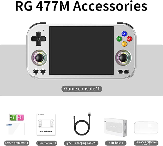 RG477M Retro Handheld Game Console , Aluminum Alloy CNC Dimensity 8300 Android14 System 4.7-inch Touch Handheld Game Console WiFi/Bluetooth Hall Joystick RGB Light 5300mah