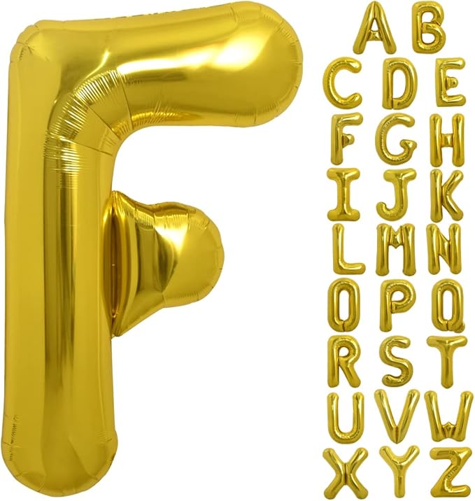 TONIFUL 40 Inch Gold Letter F Balloons, Helium-Filled Foil Mylar Big Balloons for Birthday, Anniversary Decorations