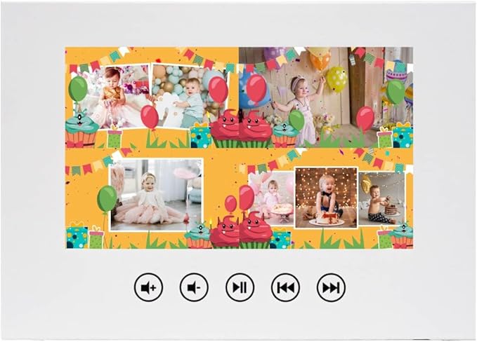 Custom Baby Birthday Video Greeting Card – Add Photos for Unique Animated Gift – Charming Keepsake for Little Ones – 7” IPS Display, 4GB Memory, USB Rechargeable, Gift-Ready Feature