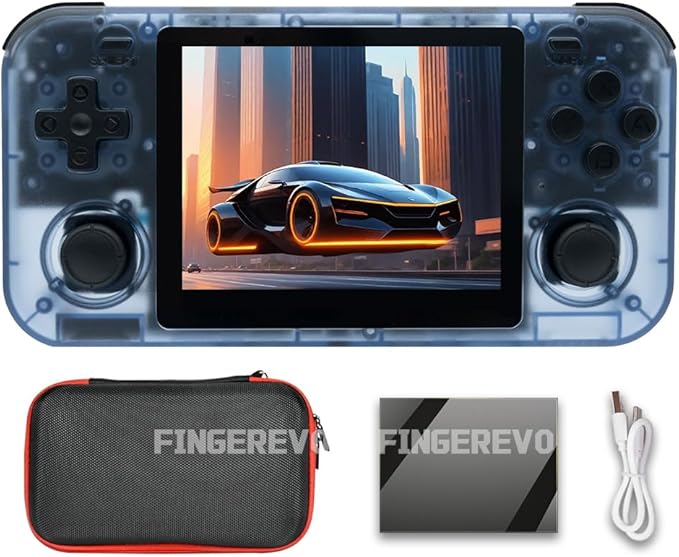 O30S Handheld Game Console 3.5-in 640*480 IPS OCA Screen 3000mAh Linux-opensource RK3326 o30s with Portable Case Transparent Blue
