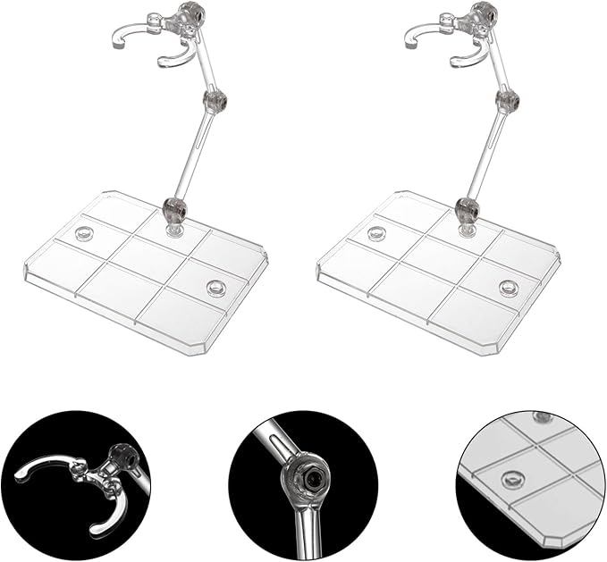 20 Pack Small Action Figure Stand, Action Figure Display Holder Stand Base, Doll Model Support Stand with 2 Transparent Screwdriver, Compatible with HG RG SD SHF Gundam