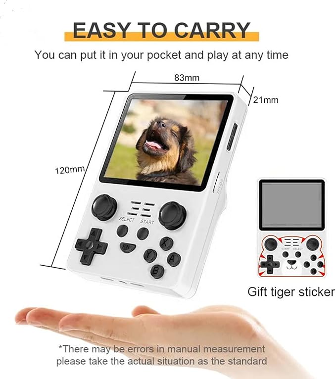 RGB20S Handheld Game Console Built-in 15,000 Games 64G 3.5 Inch IPS Screen Open Source System, Retro Games Consoles Classic Emulator (White)