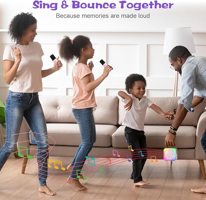 Mini Karaoke Machine for Kids: 2026 TOP Toy Gift Idea Karaoke Speaker for Girls Boys Ages 3-12+, Portable Singing Player with 2 Wireless Mics for Birthday Christmas, Car Ride Family Home Party Singing