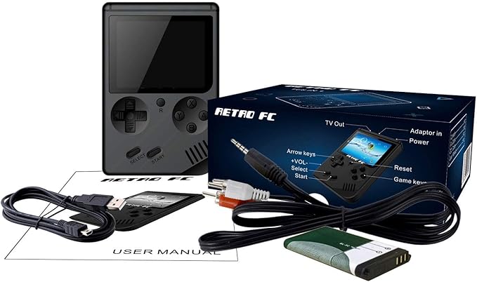 Retro Handheld Games Console for Kids/Adults, 168 Classic 8 Bit Games 3 inch Screen Video Games with AV Cable Play on TV (Black)