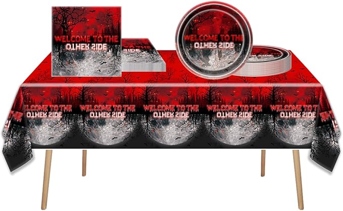 41Pcs Spooky Forest Theme Party Supplies Horror Forest Upside Down Party Tableware Set