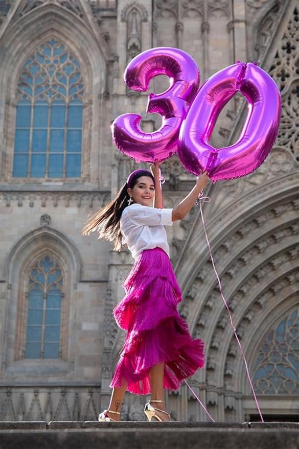 40 Inch Large Numbers Balloon, 4 Hot Pink Ballon for 4th 14 40 44 Birthday Party, Balloon 4 Number for Graduations Wedding Supplies