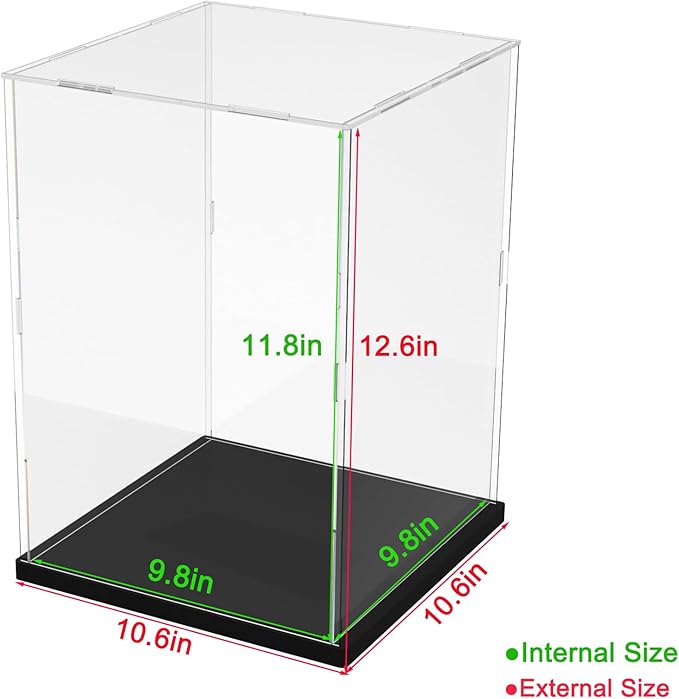 Thickened Clear Acrylic Display Case for Lego 76429 Talking Sorting Hat 10338 31152 43270 43238 21355 Collectibles, Self-Assembly Box with Wood-Plastic Base & Light, Black Inside 9.8x9.8x11.8 inch