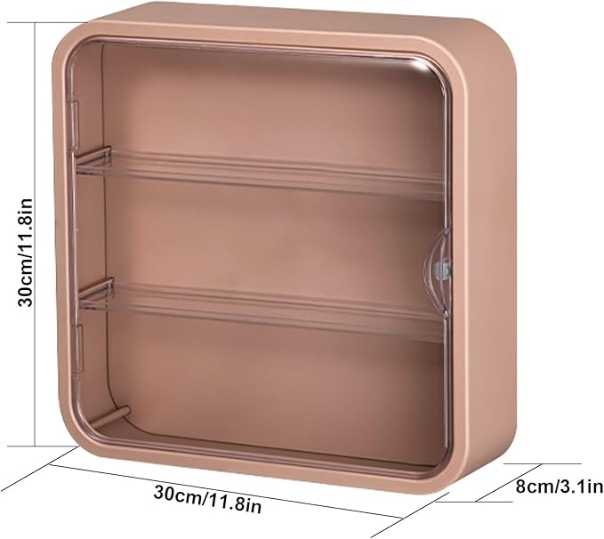 Clear Display Case for Figures, Wall-Mounted Doll Storage Box Cabinet Organizer 3-Layer Acrylic Dustproof Display Cabinet Box for Collectibles Action Figures Pop Mart (Pink)