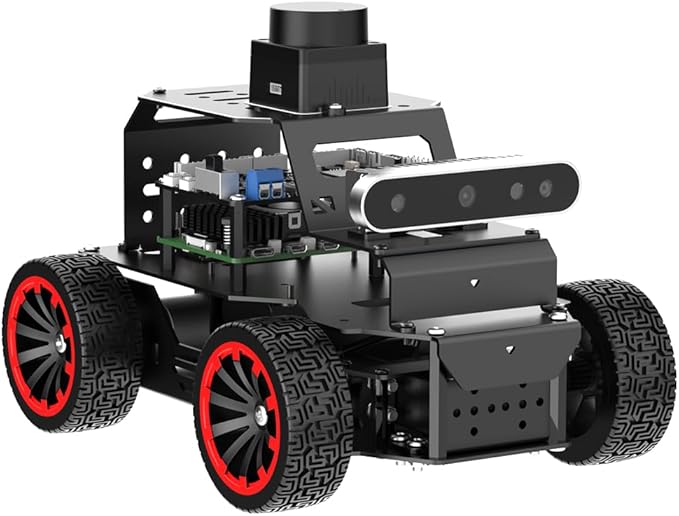 Robot Car for Raspberry Pi 5 ROS2 HUMBLE Ubuntu Programmable AI Vision Smart Robot Kit, Lidar SLAM Mapping Navigation Path Planning Autonomous Driving Ackermann Chassis, MentorPi A1 with RPi 5 4GB