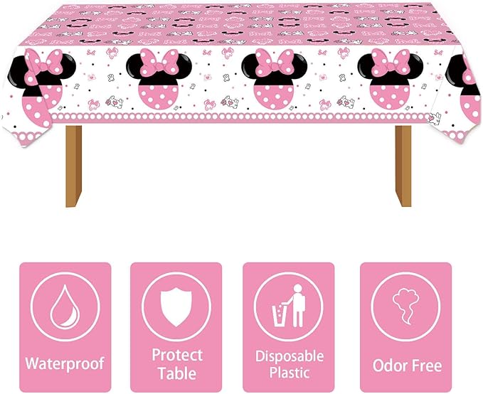 118 Pcs Pink 1st Birthday Party Supplies Girls One Paper Plates Napkins Cups Forks Tablecloth Banner for Girl's 1st Birthday Baby Shower Party Decorations, Serve 20