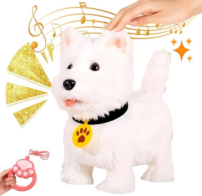 Orgone Robot Dog Lifelike Toy, Interactive Robot Dog with Touch Sensing Voice Music Mimic Leash Remote Soft Fur – Battery Powered Puppy (1PC - B)