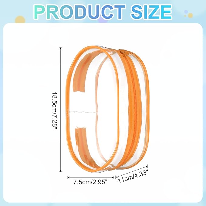 uxcell Figure Display Bag, 3 x 4.3 x 7.3 Inch PVC Oval Portable Dolls Pouch Carrying Case Storage Bag Keychain Charm for Showing Off Boxes Dolls, Orange