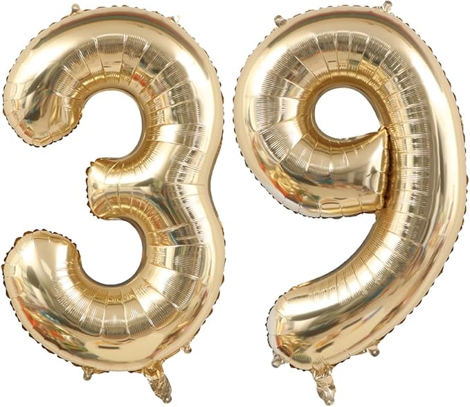 40 Inch Light Gold 39th Birthday Balloon,White Gold Giant 3 & 9 Foil Mylar Helium Large Number Balloon,Champagne Gold 93th Birthday Decorations for Women Men Anniversary Events Party Decor Supplies
