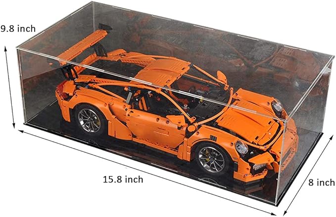Self-Assembly Acrylic Display Case,Deluxe Dustproof Showcase,Cube Countertop Box for Pop Figures Collectibles Toys,Need Remove The Protective Film (15.7x8x10 inch; 40x20x25cm)