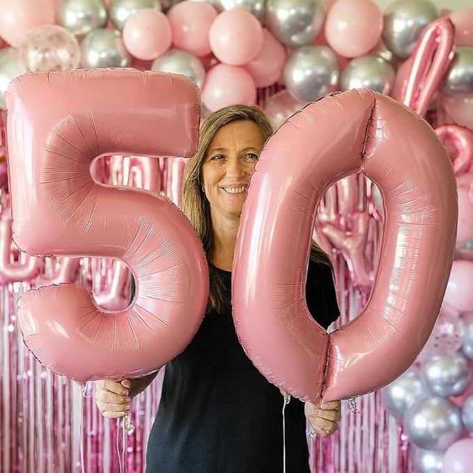 Pink Happy Birthday Balloon Set for Girls - 89 Pc Party Decorations for Women with 0-19 Number Balloons, Crown, Lipstick and Champagne Bottle Shapes, Confetti, Backdrop, Arch Kit, Assembly Supplies