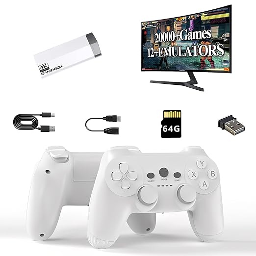 H10 Retro Game Stick 4K HDMI Gaming Console: 30,000+ Preloaded Games | Enhanced Game Helper Features | Plug & Play | Stick Controllers for Family & Adult Retro Gamers