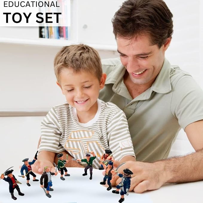 Liberty Imports 8 Piece Pirate Action Figures Playset in Assorted Poses and Weapons, Fun Pirate Men Party Favor for Kids (3.5 inch)