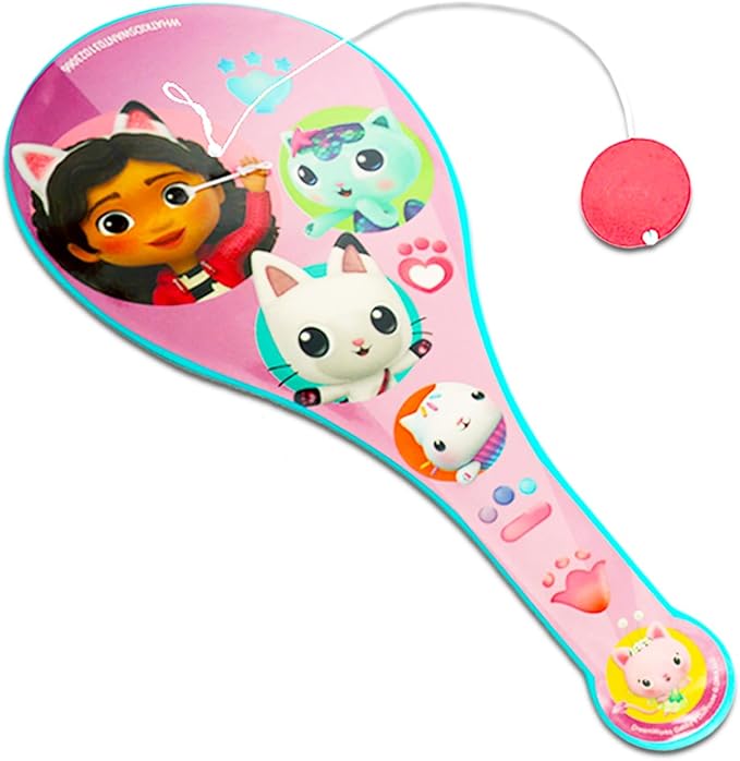 DreamWorks Gabby's Dollhouse Paddle Ball Party Favors - Bundle With 6 Games Plus Stickers for Kids, Toddlers | Party Supplies