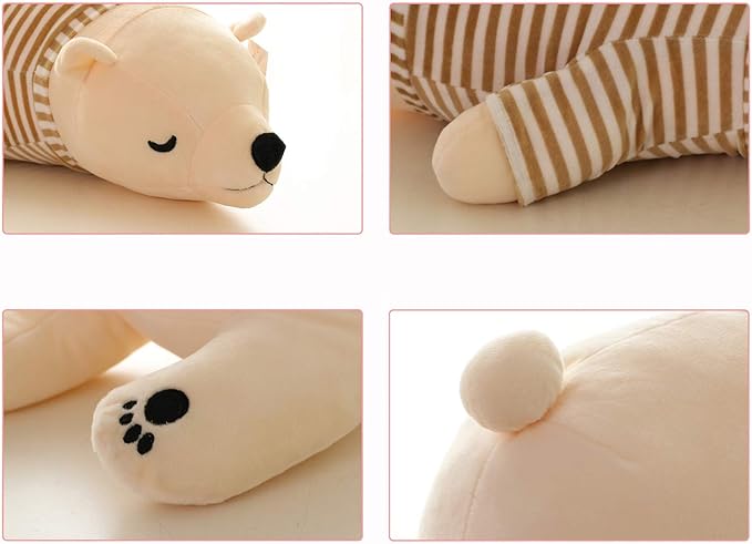 MMTTAO Stuffed Polar Bear Animal Plush Toy 20 Inch Large White Sleeping Bear Animal Stuff Soft Plushies Cute Dolls Collection Huggable Pillow Cushion Birthday Gift for Kids Child Boys Girls, 20Inches