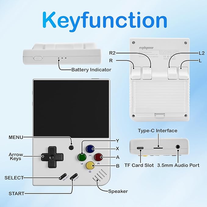 Miyoo Mini Plus Retro Game Console,3.5 Inch IPS Classic System Retro Video Games Consoles,with 64G TF Card and Wireless Networt Handheld Console Casual Game Console(White)
