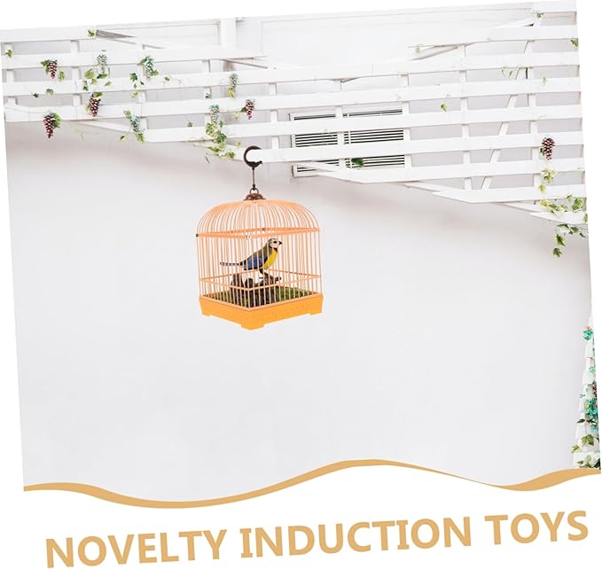 Electric Chirping Bird Toy Cage Sound Activated Interactive Motion Realistic Chirping Sounds Compact Design for Boys and Girls Adults Decorative Birdcage Toy