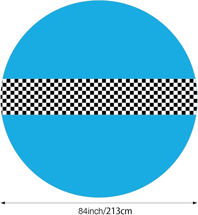 Oudain 3 Pcs Cars Birthday Party Supplies Racing Party Decorations Round Racing Tablecloth Checkered Flag Table Covers Road Plastic Table Cloth, 1950s Disco Dancing Party Tablecloth (Light Blue)