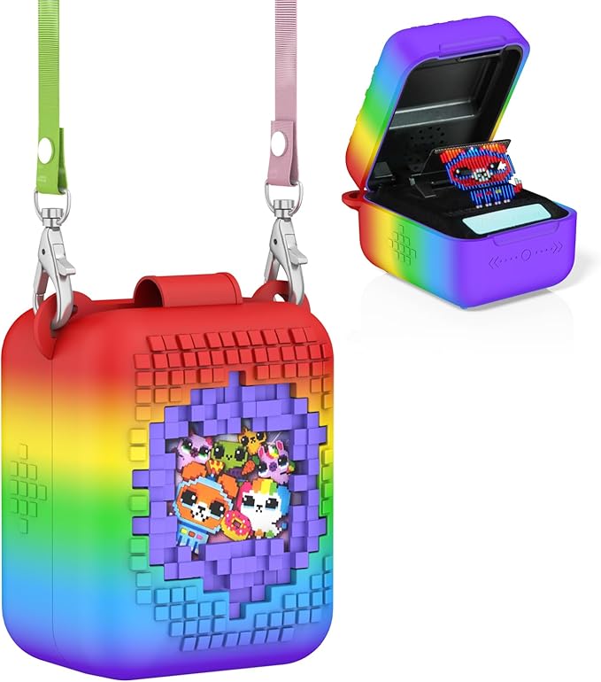 Soft Silicone Case for Bitzee Interactive Toy Digital Pet, Shockproof and Protective Carrying Case for Bitzee Interactive Electronic Pets with Lanyard (Rainbow)