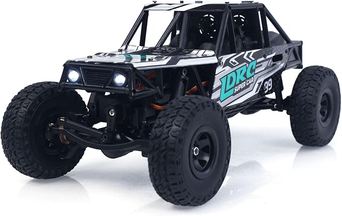 LDRC Ld18499 1/18 2.4G RC Climbing Car 4 * 4 Remote Control Vehicle 280 Brushed Motor Esc Ready to Go Battery Servo USB Charge Hobby Grade Model for Adult Hobby(Blue)