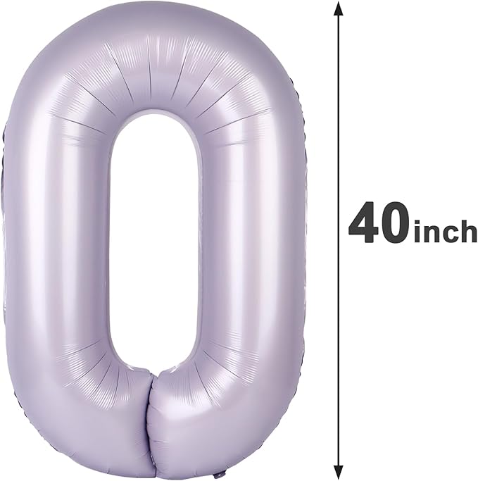 Lavender Helium Number Balloon 40 Inch, Giant Foil Lilac Number 0 Birthday Balloons, Large Numbers 10 20 30 40 50 60 70 80 90 100 2026, Party Celebration Supplies Decorations