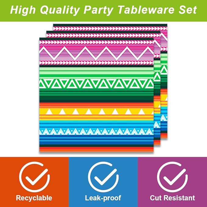 40Pcs Fiesta Party Supplies - 20 Plates + 20 Napkins, Mexican Fiesta Birthday Party Decorations