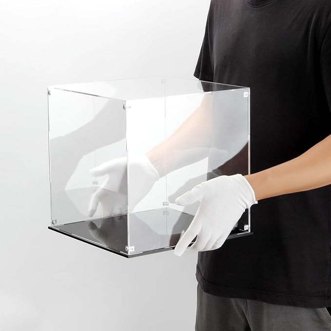 11 Inch Acrylic Display Case for Collectibles, Cube Acrylic Box for Collectibles Showcase, Assemble Clear Acrylic Display Box Stand Storage Bin for Action Figures Doll Toys Sport Souvenirs