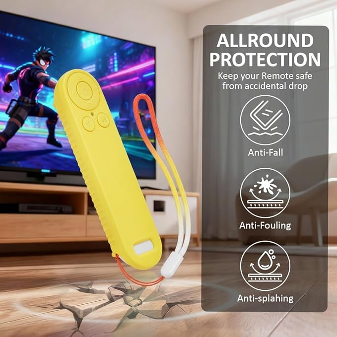 Silicon Cover for Nex Playground Game System Remote, Anti-Slip Shockproof Sleeve with 4 Pillars for Secure Placement, Dust & Water Resistant Protective Case with Lanyard - Yellow