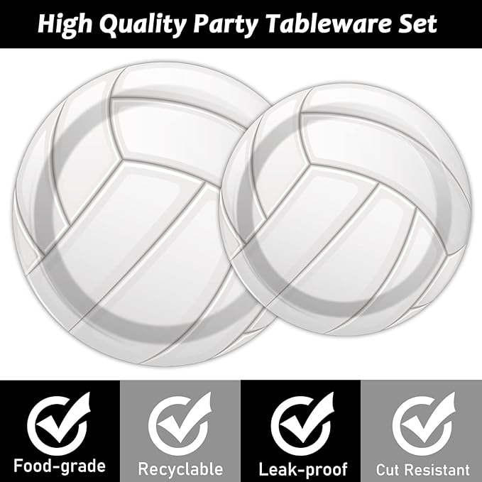 96pcs Volleyball Birthday Party Supplies Sports Paper Plates Napkins Set Disposable Tableware Kit Sports Theme Party Baby Shower Decorations Favors for Boy, Serve 24