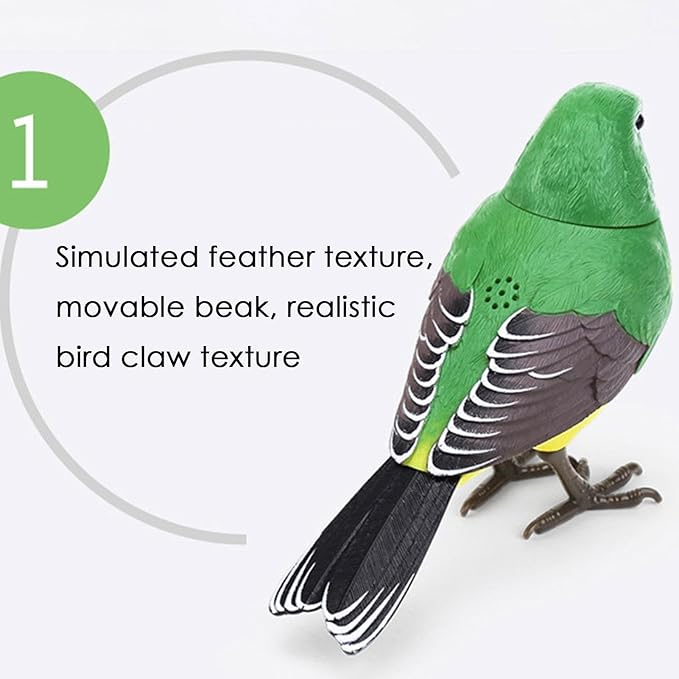Electric Singing and Chirping Bird Toy, Simulation Interactive Bird Toy for Kids, Cute Realistic Chirping and Moving Artificial Sparrow, Battery Operated, Garden Home Ornament Decoration