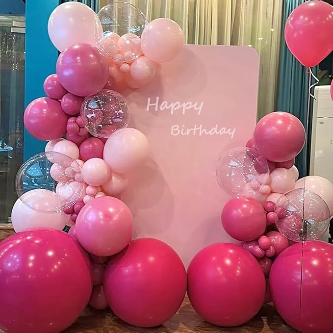 Pink Balloon Garland Arch Kit, 155 Pcs Different Shades of Pink Balloons for Girls Women Princess Birthday Bridal Baby Shower Wedding Party Decorations