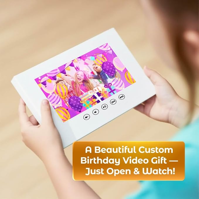 Birthday Video Card for Boys & Girls – Custom Greeting with Your Photos – Animated Slideshow – 7-Inch IPS Screen, 8GB, Rechargeable, Ready-to-Play Gift Experience