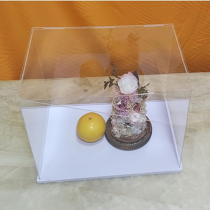 MECC Openable Clear Acrylic Display Case-Assemble Countertop Box with white Base for Display-Clear Display Box,Dustproof Protection Showcase for Figures Toys Collectibles (18x12x12inch/45x30x30CM)