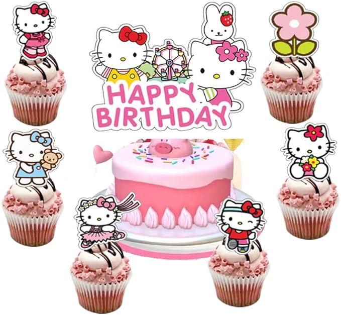 25PCS Cake Toppers Cupcake Toppers Cake Decorations Birthday Party Supplies Decorations (Style 1)