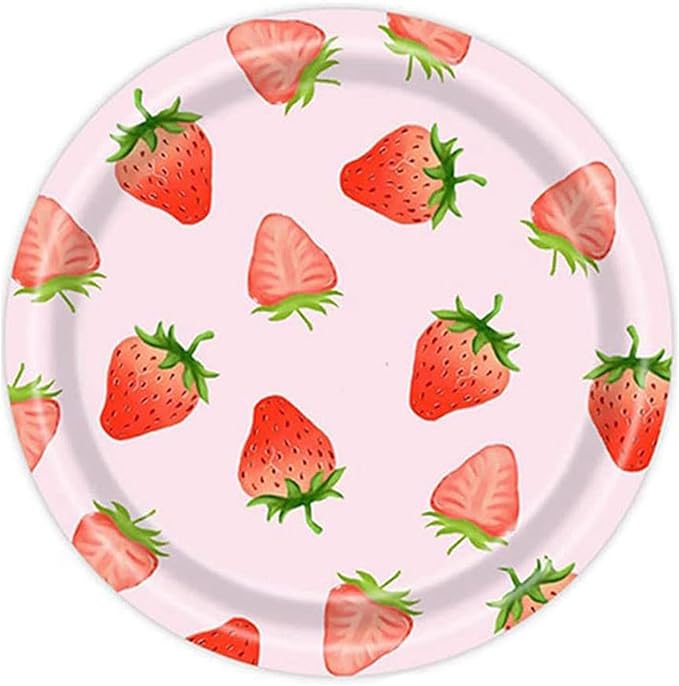 MaitianGuyou Strawberry Disposable Party Plates,40-Pack Paper Plates for Birthday, Party, Retirement,Appetizer,Wedding Bridal Baby Shower(Strawberry 3#, 9 Inch)