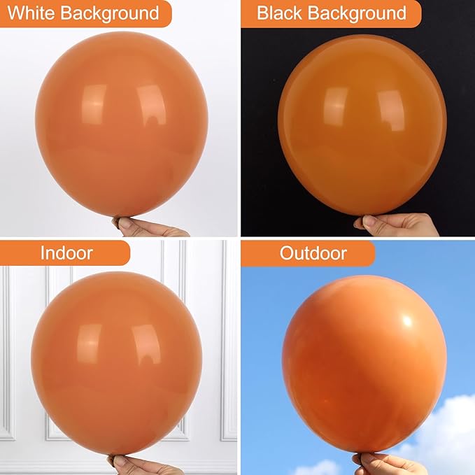 RUBFAC Burnt Orange Balloons 129pcs Different Sizes Pack of 18 12 10 5 Inch, Latex Terracotta Balloon Garland Arch Kit for Fall Thanksgiving Halloween Wedding Birthday Party Decoration