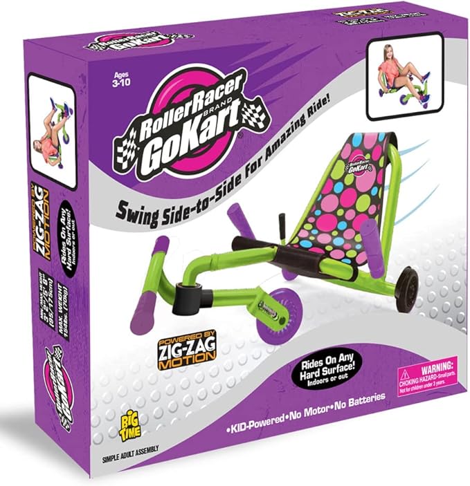 Go Kart, Swing Side-to-Side for Amazing Ride, Powered by Zig-Zag Motion, Rides on Any Hard Surface (Indoors and Outdoors)