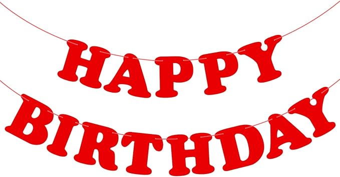 Red Happy Birthday Banner Sign Birthday Party Supplies Party Background for Kids Boys Girls Birthday Party Decorations