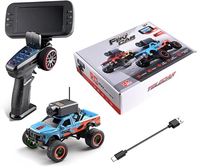 WL 1/64 Scale APP Auto-Pairing Full-Proportional FPV Mini RC Truck Model with Camera (Remote Controller Included/RTR)