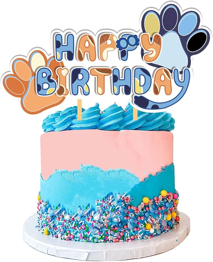 Blue Dog Birthday Party Supplies,Blue Party Decoration with Blush Nude Orange Balloons,Birthday Banners,Cake Toppers