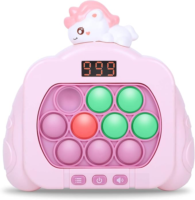 Quick Push Pop Game Fidget Toys, 12 Modes LED Screen Light Up Fast Push Bubble Game, Handheld Speed Pushing Game, Christmas Toys Gifts for 6 7 8 9 10 11 12 Years Old Kids Stocking Stuffers (Unicorn)
