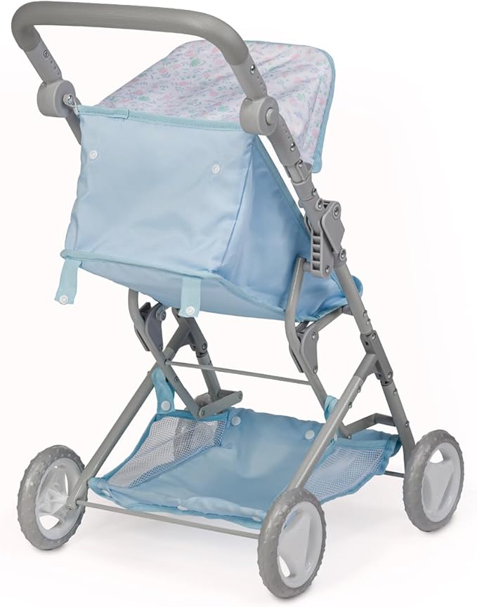 JC Toys - Berenguer Boutique | Fashionable Stroller with Canopy and Storage | Simple Folding |Blue Accessory Collection | for Dolls up to 18" | Ages 3+