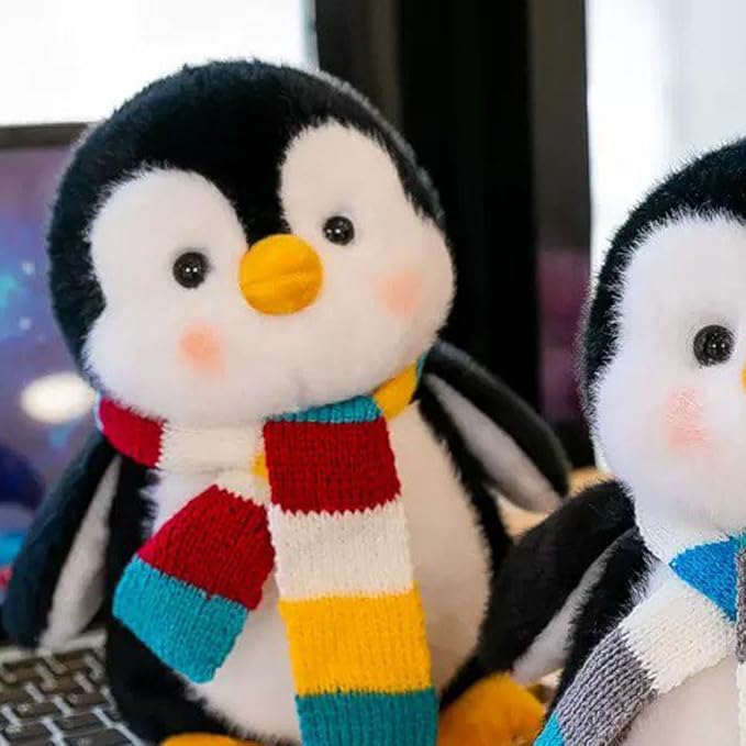 Penguin Stuffed Animal Cute Plush Doll Toy 8 inch for Girls Boys Christmas(Scarf Penguin)