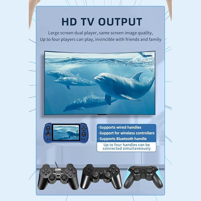 Powkiddy X55 Handheld Retro Game Console Built-in 20,000 Games 128G 5.5-Inch IPS Screen Video Gaming Console, RK3566 CPU, HDMI Interface (White)