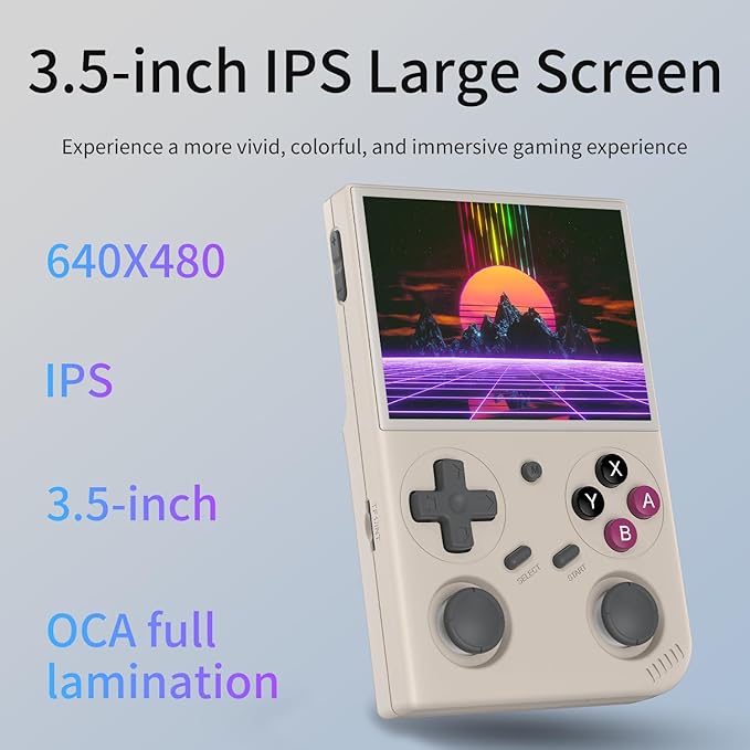 G350 Retro Handheld Game Console , Preload 4371 Games 3.5 Inch IPS Screen 3200 mAh Battery Linux System Portable Video Games Console Support Controller and Earphone (Gray)